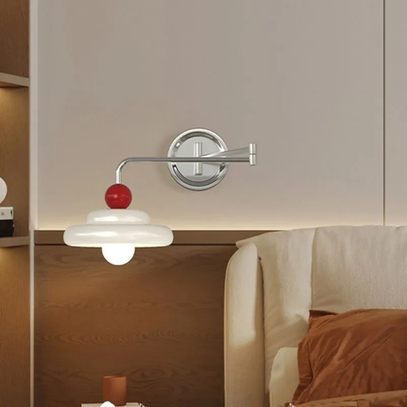 Modern Cream Chrome Swing Arm Wall Light KL162