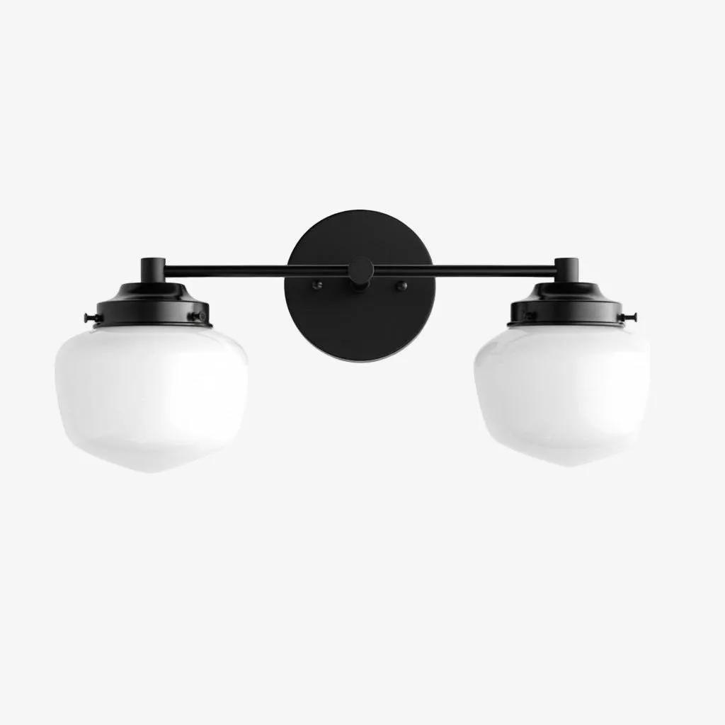 Opalume Glass Art Deco Vanity Light - Bathroom Wall Sconce with White Glass Shades KL1403