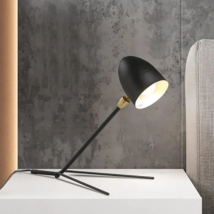 Geometric Metal Frame Tripod Table Lamp - Minimalist Modern Accent Light for Bedroom or Office