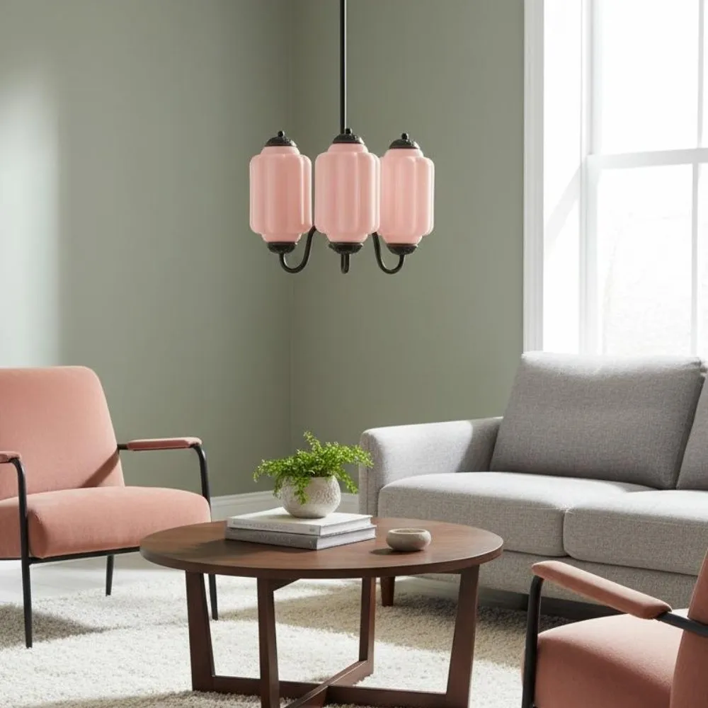 Vintage Eloise Glass 3 Lights Chandelier For Living Room KL928