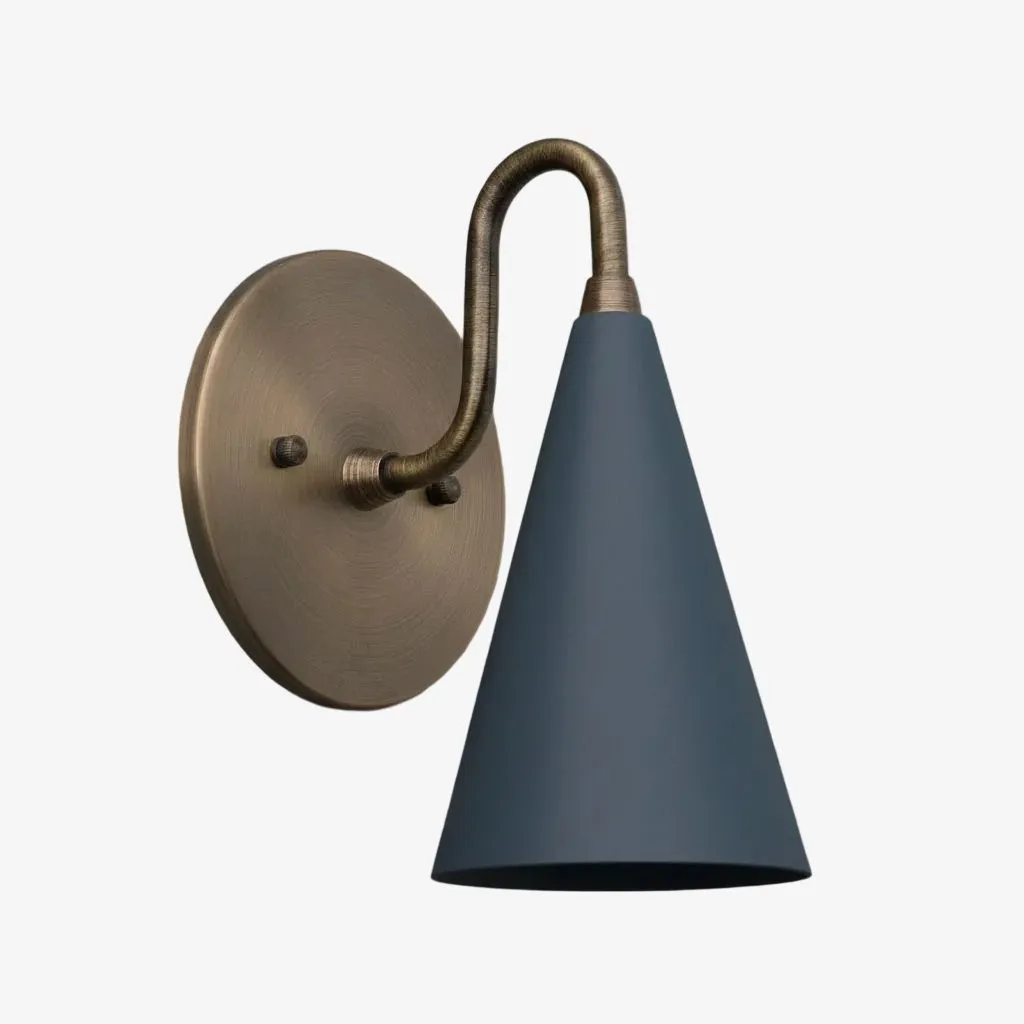 Curva Metal Cone Shade Sconce - Vintage Brass Wall Light for Entryway or Stairwell KL1720