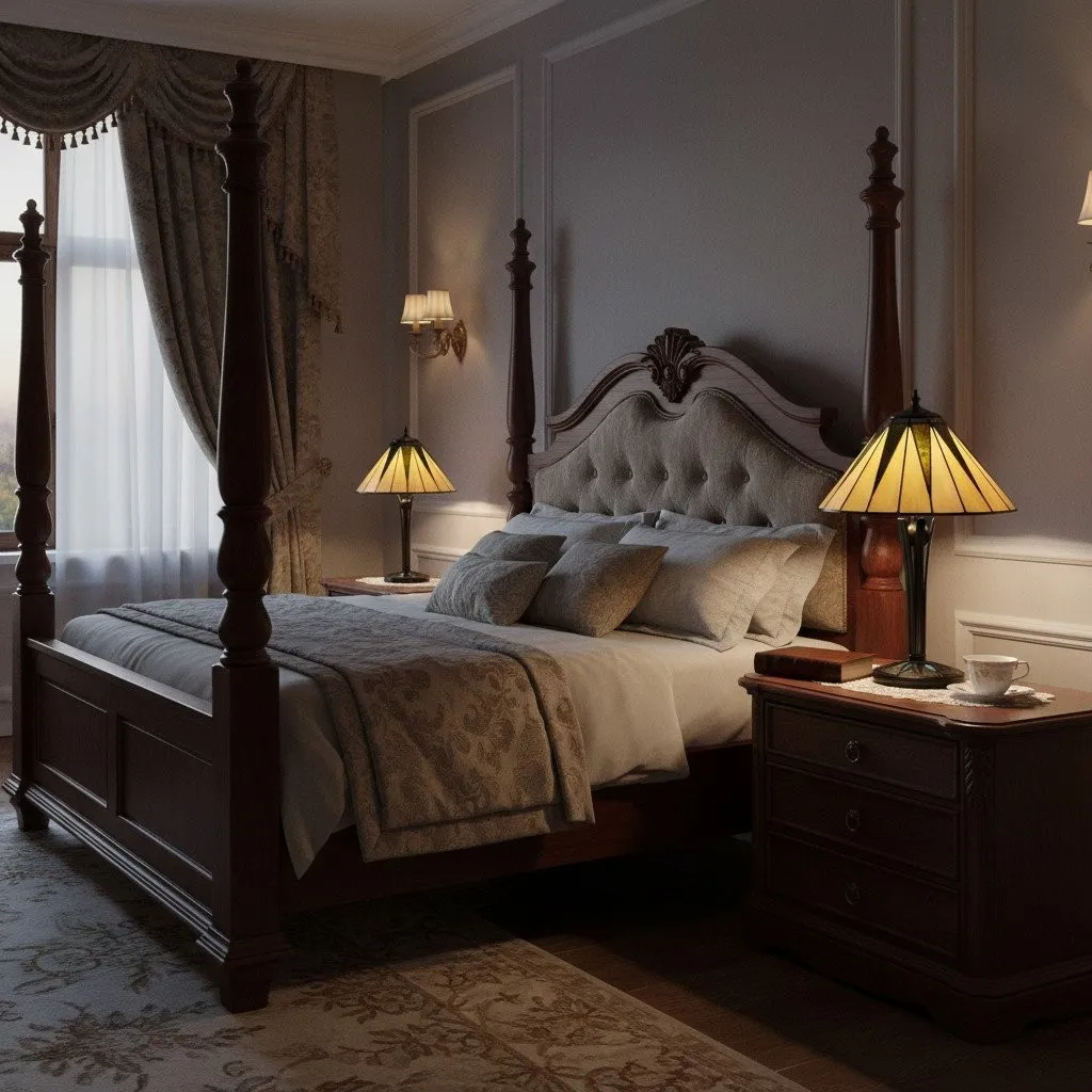 TF Dark Star Tiffany Style Geometric Shade Table Lamp for Bedroom and Accent Lighting KL1927