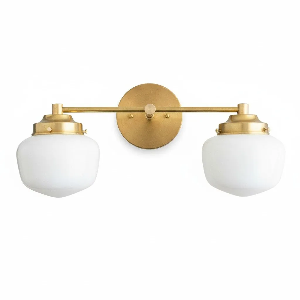 Opalume Glass Art Deco Vanity Light - Bathroom Wall Sconce with White Glass Shades KL1403