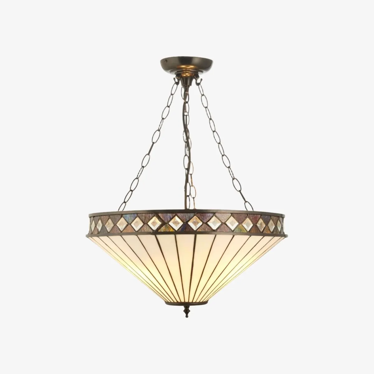 TF Fargo Stained Glass Pendant Light - Tiffany Style Inverted Pendant Lamp for Kitchen KL1934