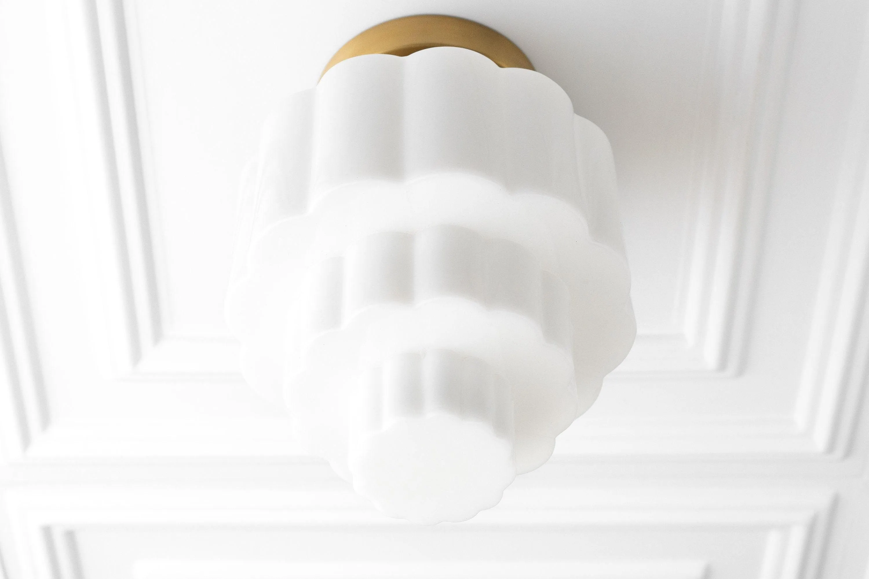 Geotower Glass Brass Ceiling Light – Art Deco Ribbed Globe Flush Mount KL1507