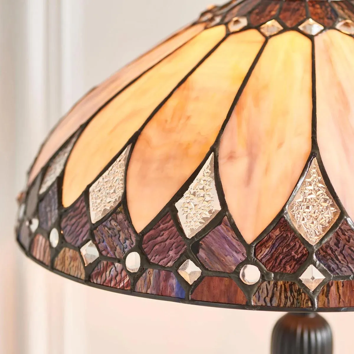 TF Brooklyn Tiffany Lamp Stained Glass Mosaic Table Lamp - Classic Art Deco Style for Living Room KL1977
