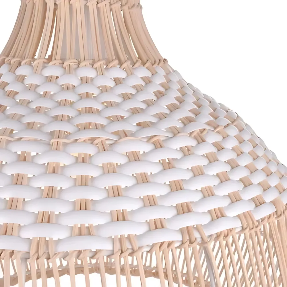 Breezy White Elegance Natural Rattan Pendant Light D842