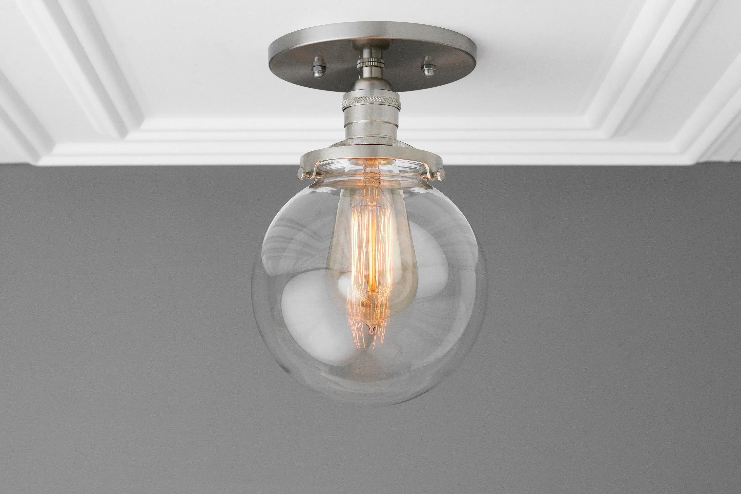 Glorica Glass Retro Globe Ceiling Light - Vintage Industrial Home Lighting KL1488