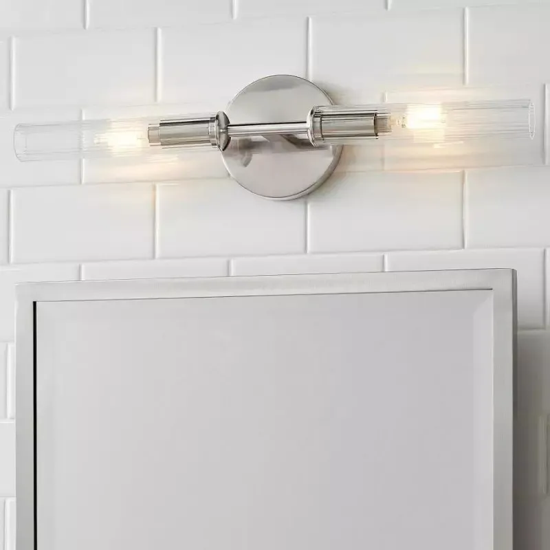 Alice Rustic Transparent Cooper Ribbed Glass Double Tube Sconce KL1121