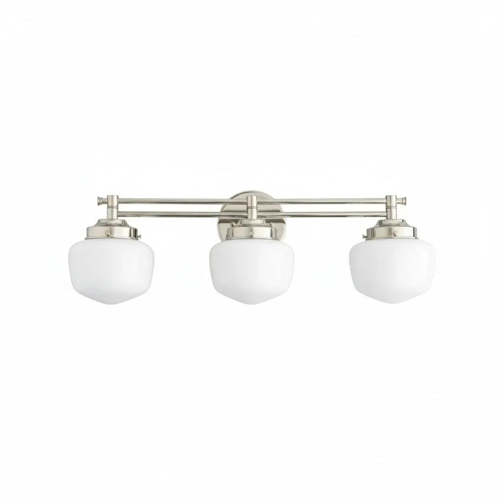 Opalume Glass Art Deco Vanity Light - Bathroom Wall Sconce with White Glass Shades KL1403