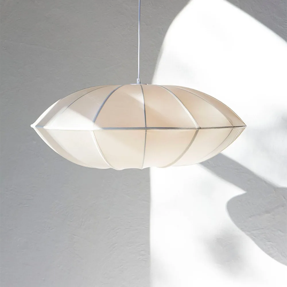 Nordic Bubble Pendant Light – Textured Fabric Shade Hanging Lamp KL114