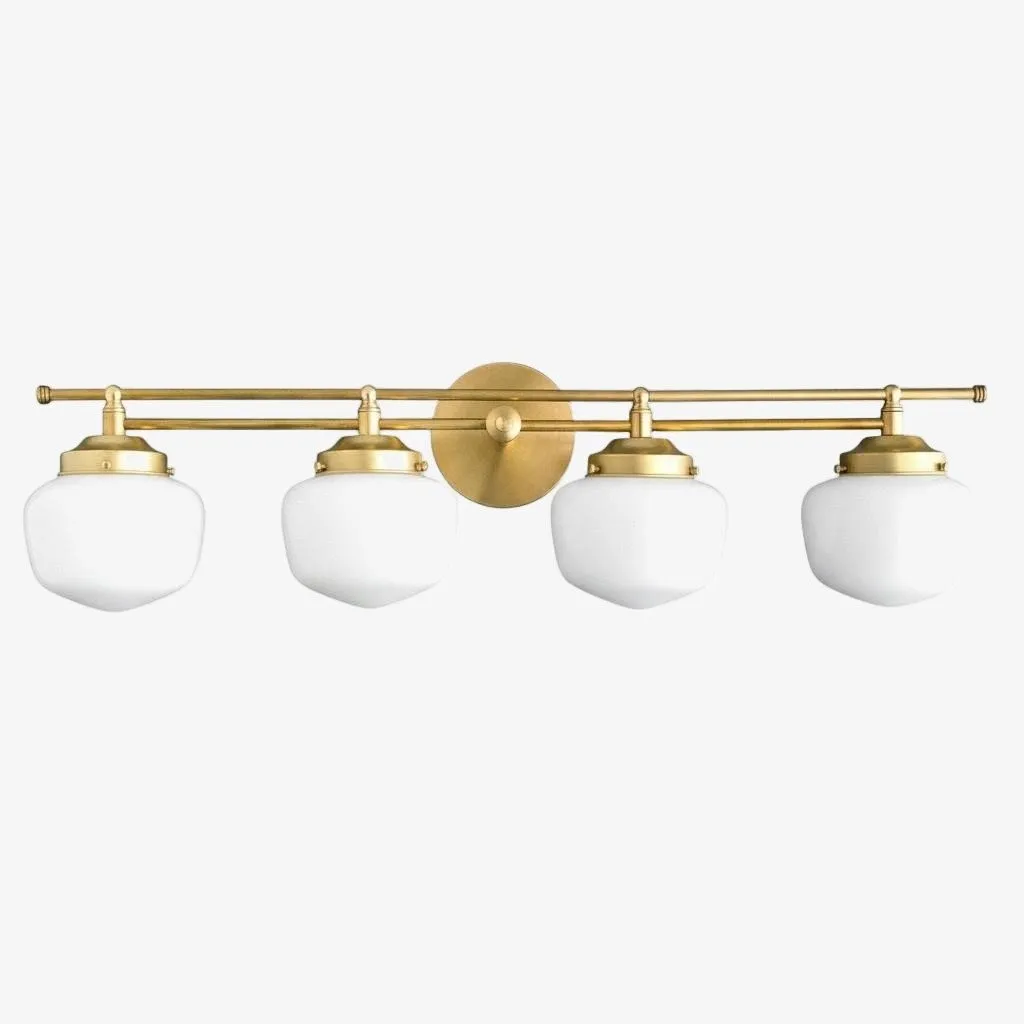 Opalume Glass Art Deco Vanity Light - Bathroom Wall Sconce with White Glass Shades KL1403