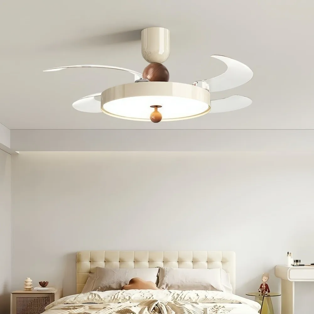 Modern Cream Retractable Blade Ceiling Fan Light KL945