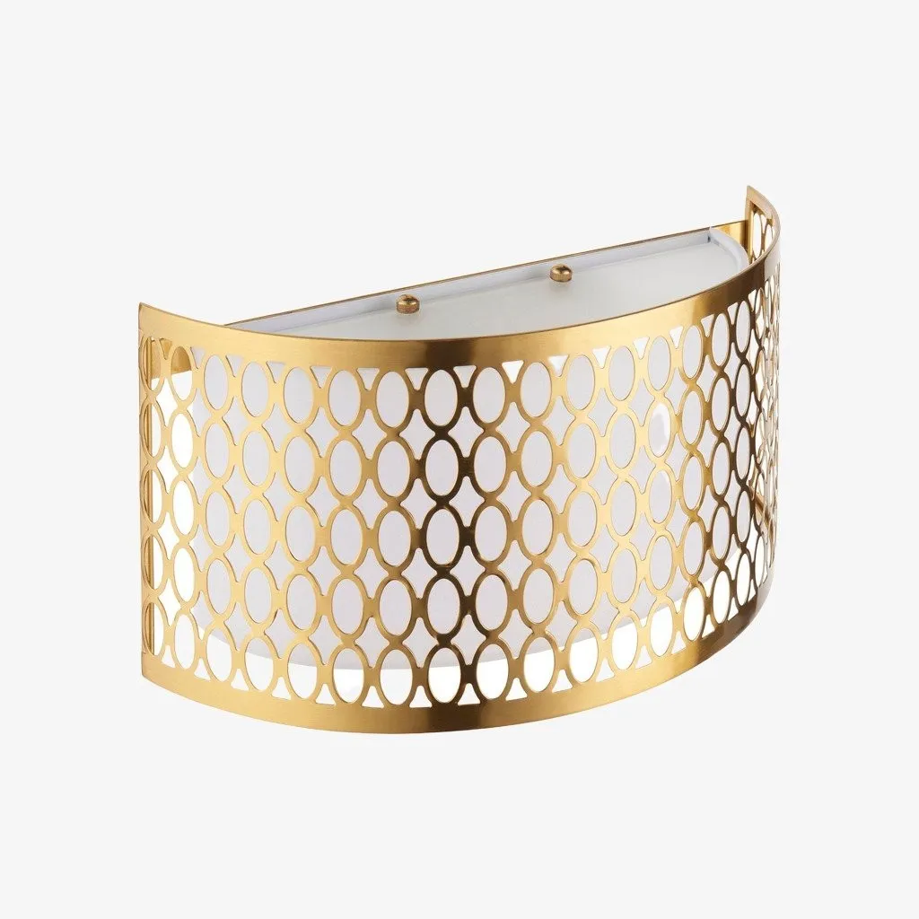 Liorin Fretwork Wall Light - Modern Curved Metal and Fabric Shade Sconce for Hallway or Bedroom KL1949