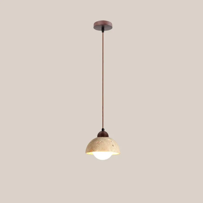 Traditional Japanese Travertine Wood Pendant Lamp KL710