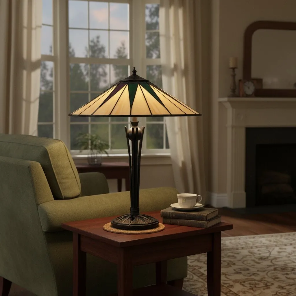 TF Dark Star Tiffany Style Geometric Shade Table Lamp for Bedroom and Accent Lighting KL1927