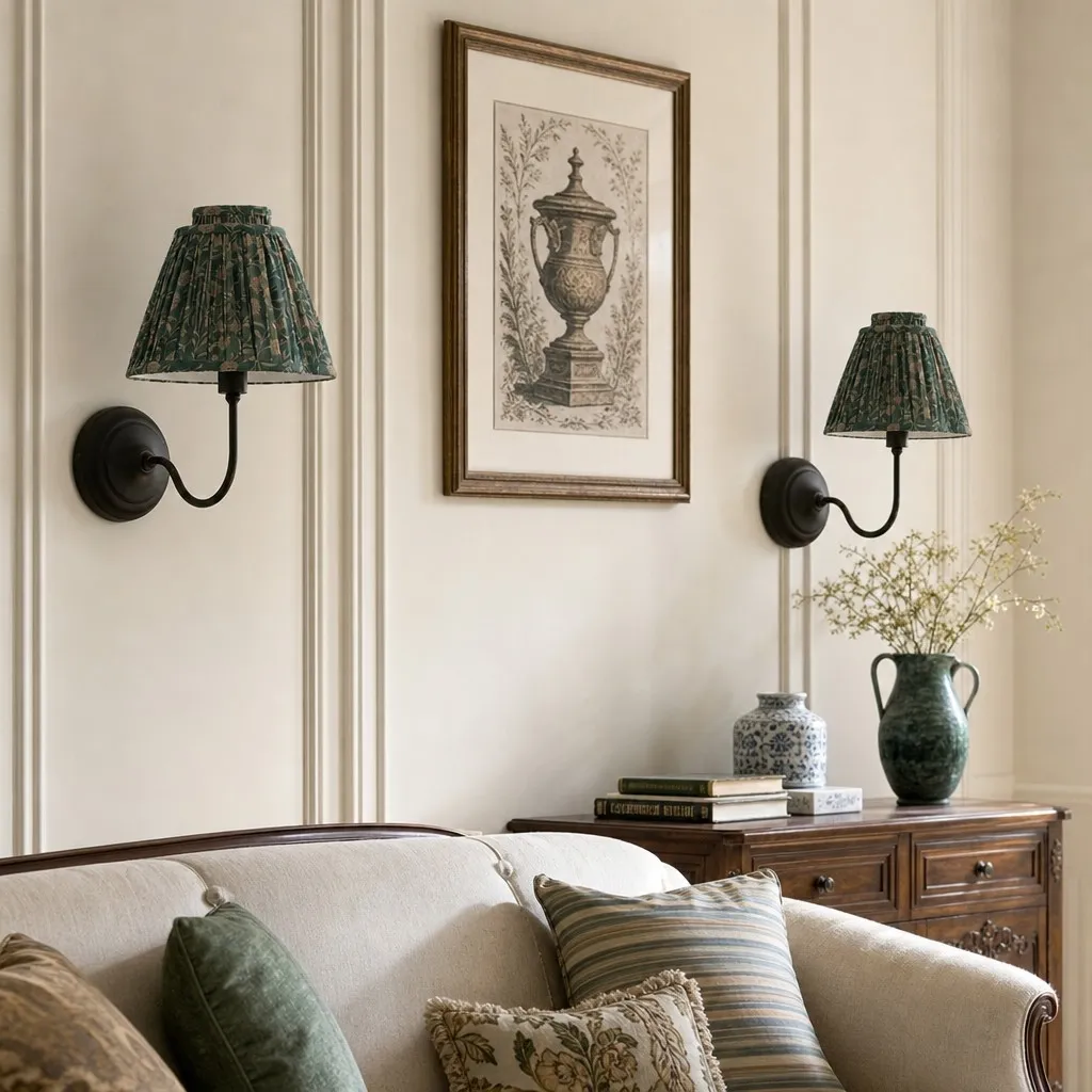 Solmire Contemporary Wall Light - Tailored Fabric Metal Wall Fixture for Bedroom and Hallway A23