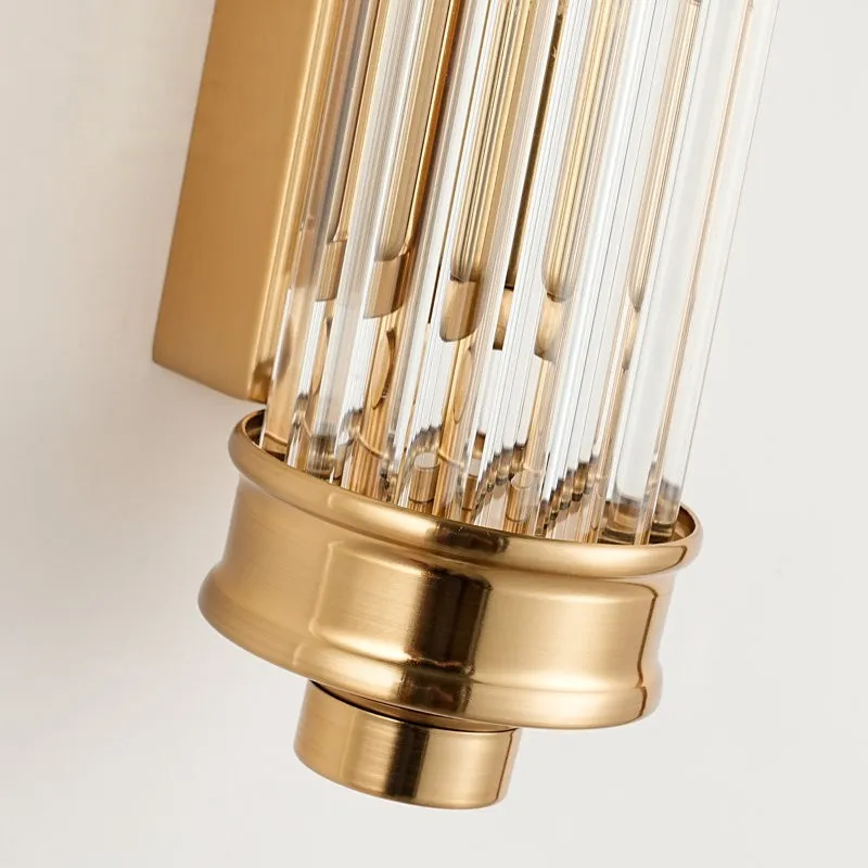 Bravira Ribbed Glass Wall Lamp - Nordic Modern Cylinder Sconce for Living Room and Entry KL2238