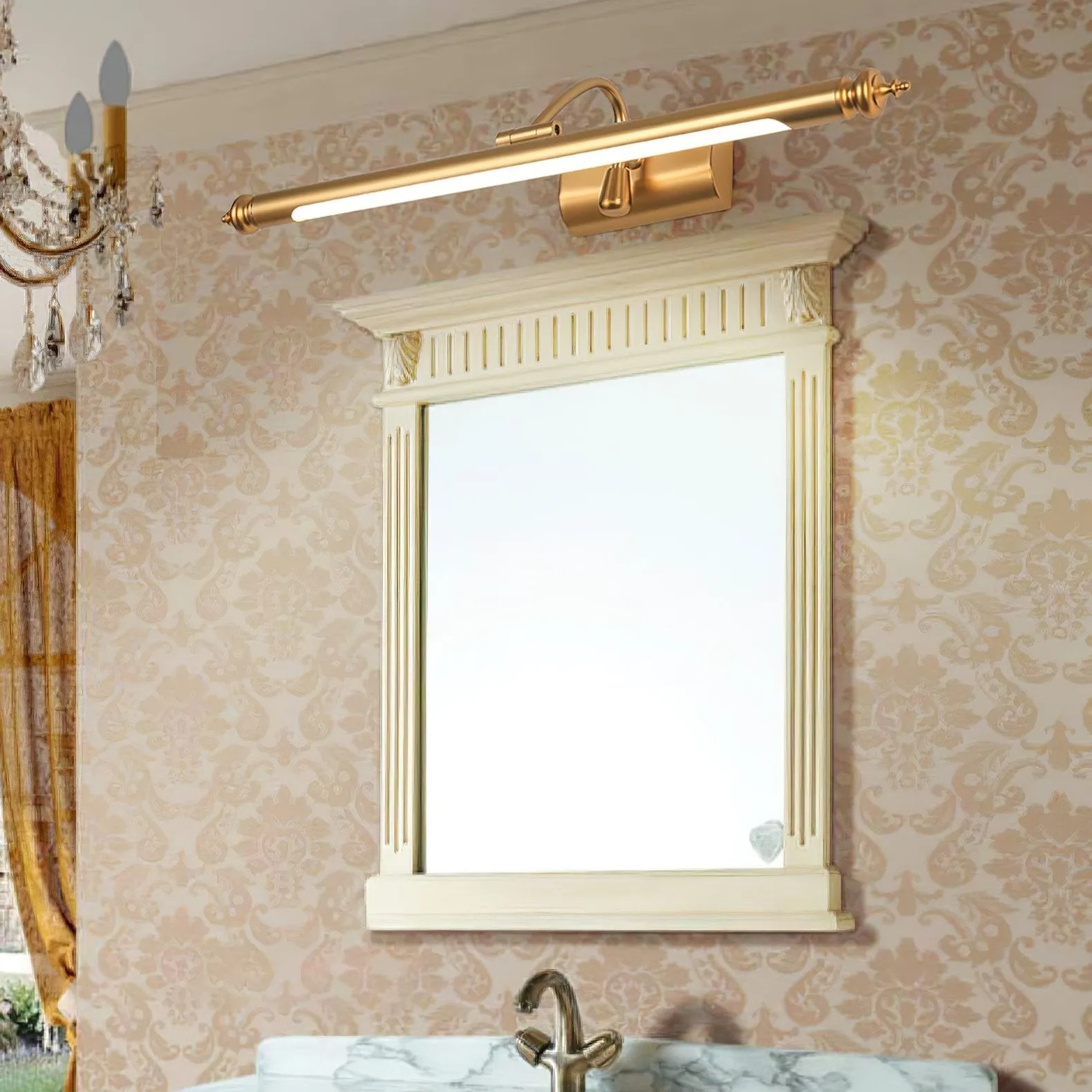 Mirror Front LED Brass Wall Lamp KL352