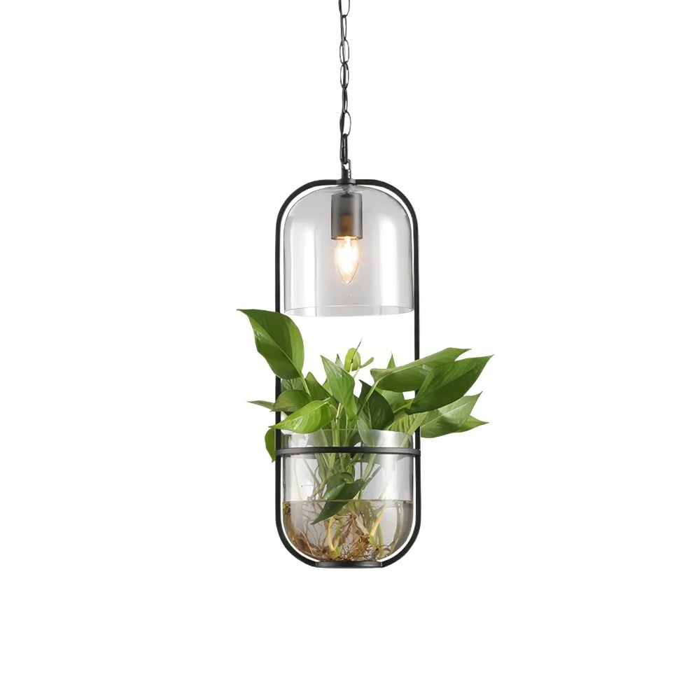 Water Plants Glass Pendant Light