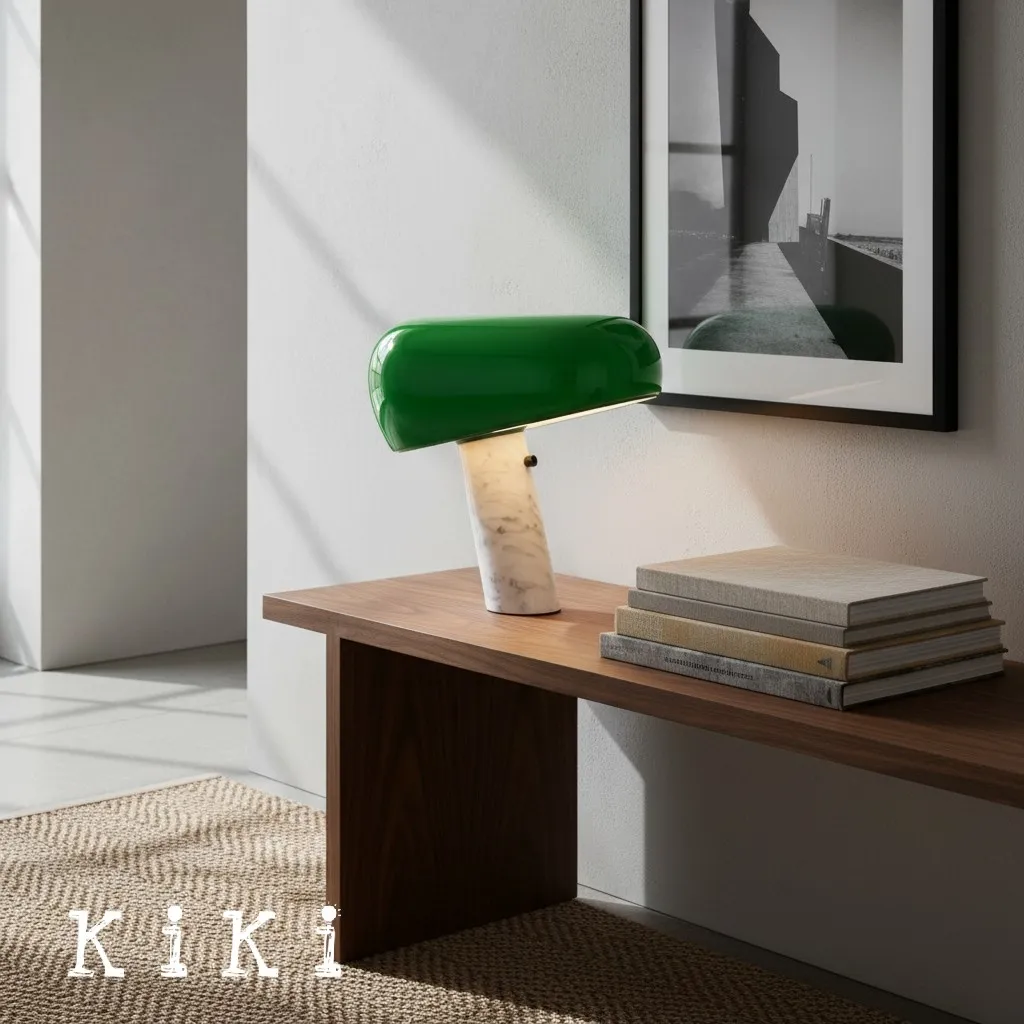 Snoopy Table Lamp - Elegant Glass Shade with Marble Base for Bedroom