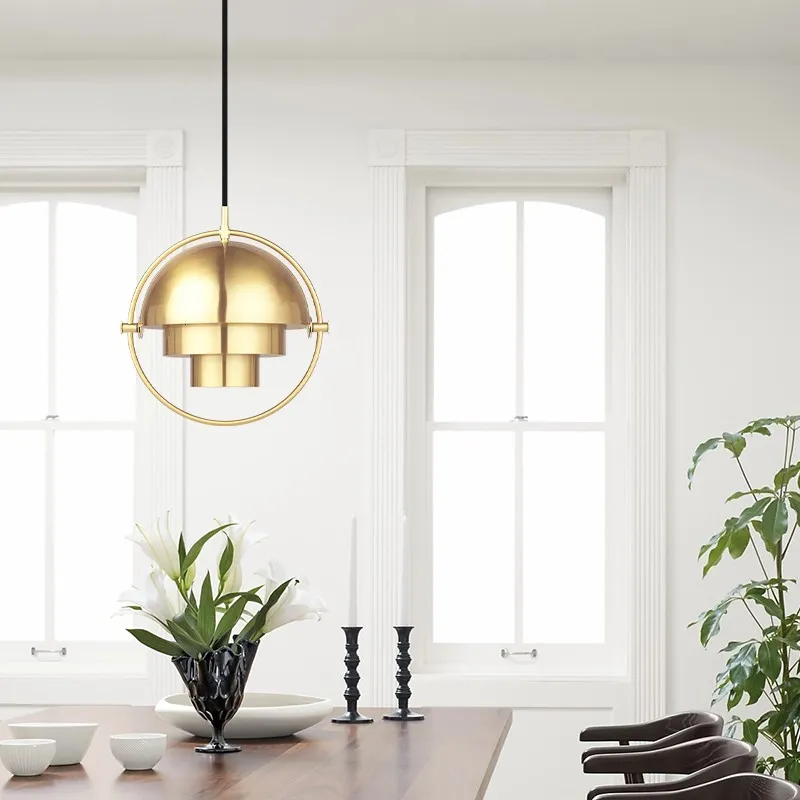 Multi-Lite Pendant Light - Layered Metal Pendant Lamp For Kitchen Island