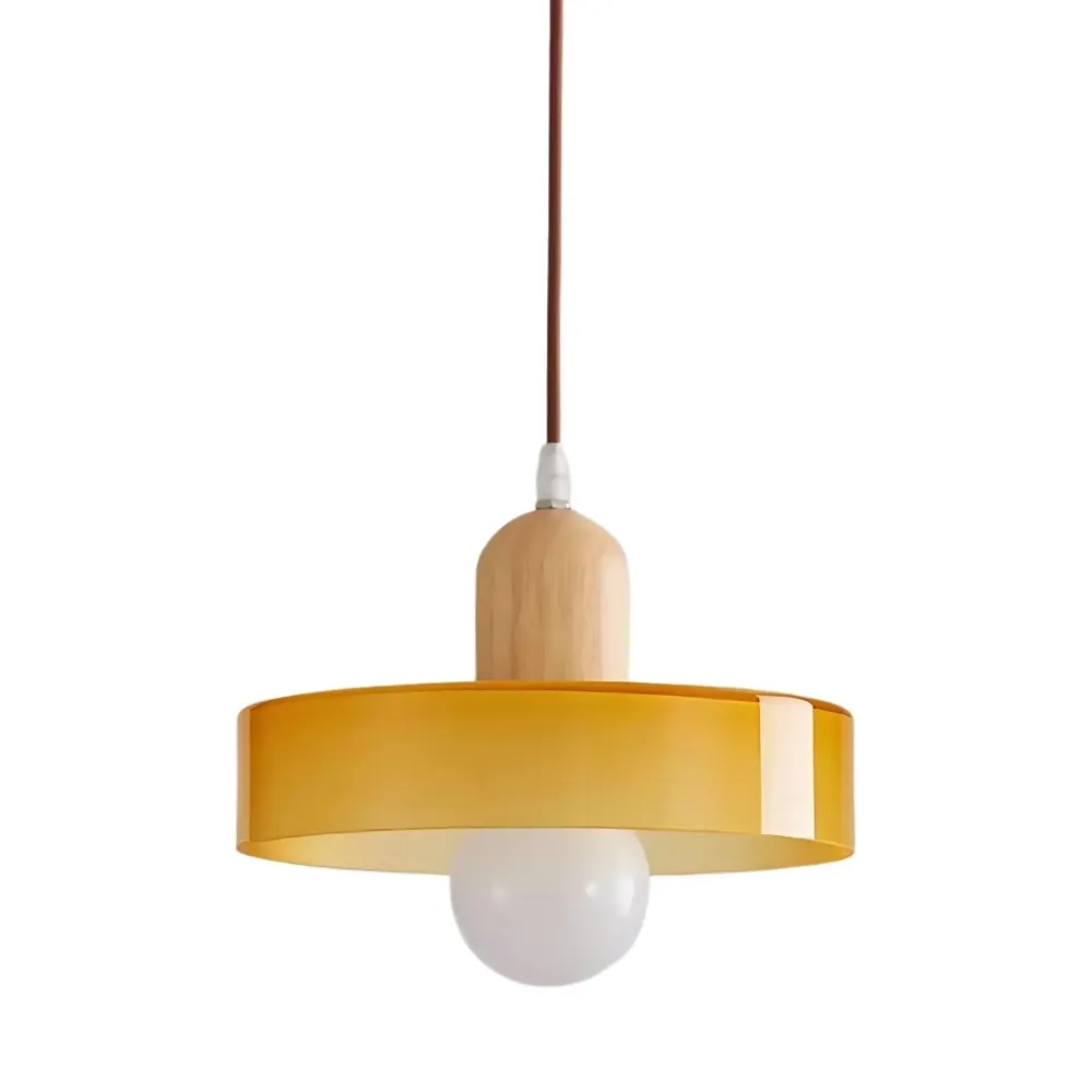 Modern Nordic Disc Orb Glass Wood Pendant Light KL884