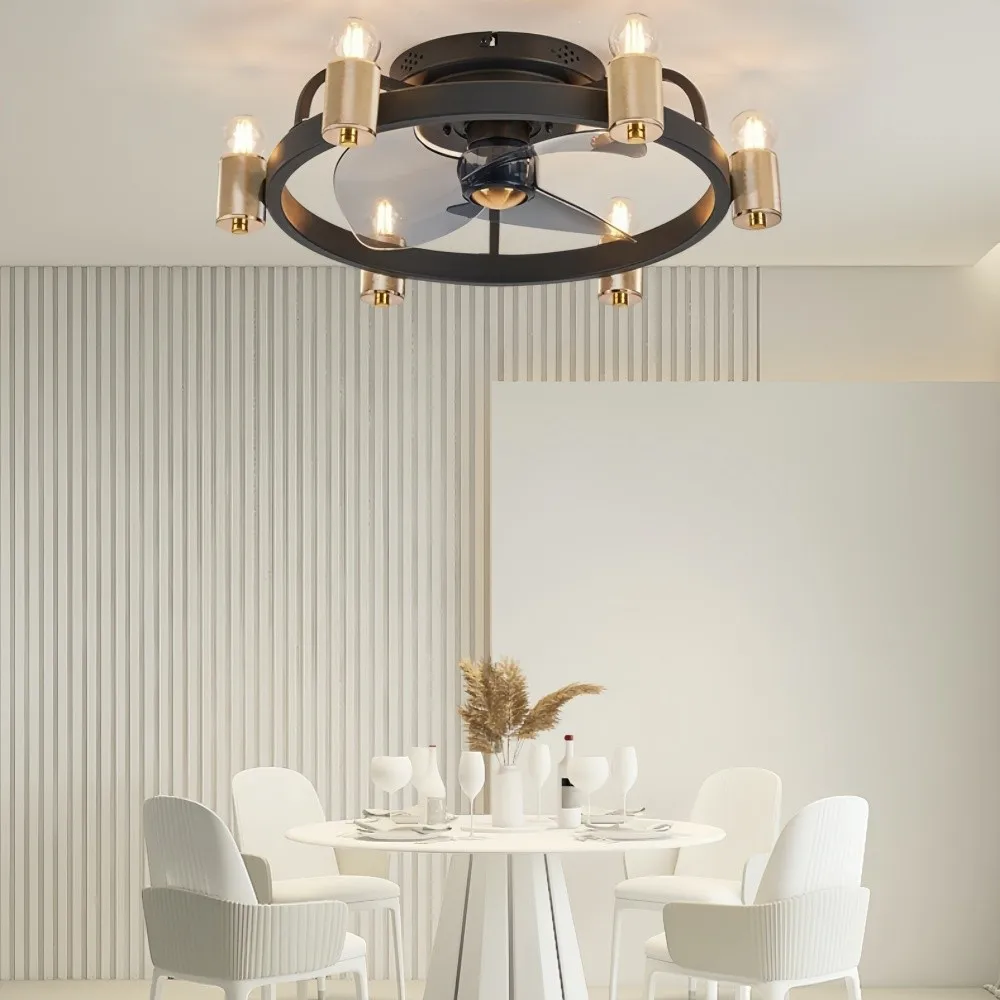 Vintage Industrial Black Ceiling Fan Light For Dining Room KL942