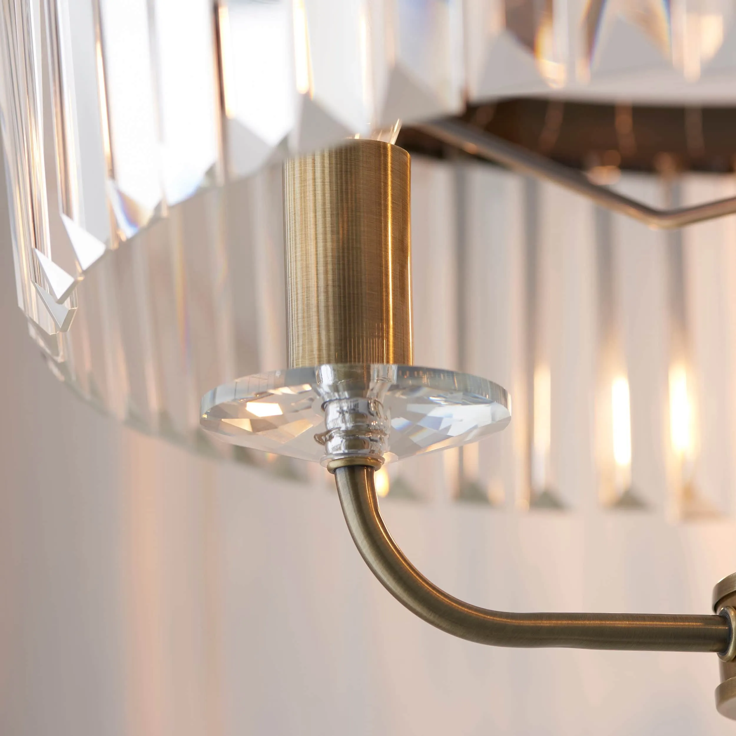 Beveline 3 Light Round Floor Lamp - Faceted Cut Glass Shades Classic Metal Finish For Living Rooms KL1828