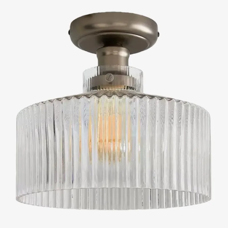 Ribora Ribbed Glass Flush Mount Ceiling Light - Industrial Vintage Style Indoor Lighting KL2203