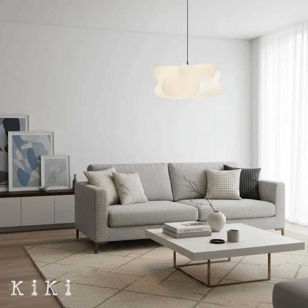 Lunaveo Elegant Silk Pendant Light - Modern Cloud Pendant Light for Living Room KL356