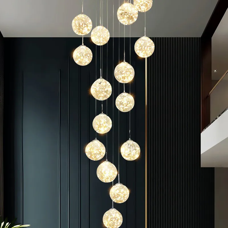 10 Glass Ball Staircase Chandelier