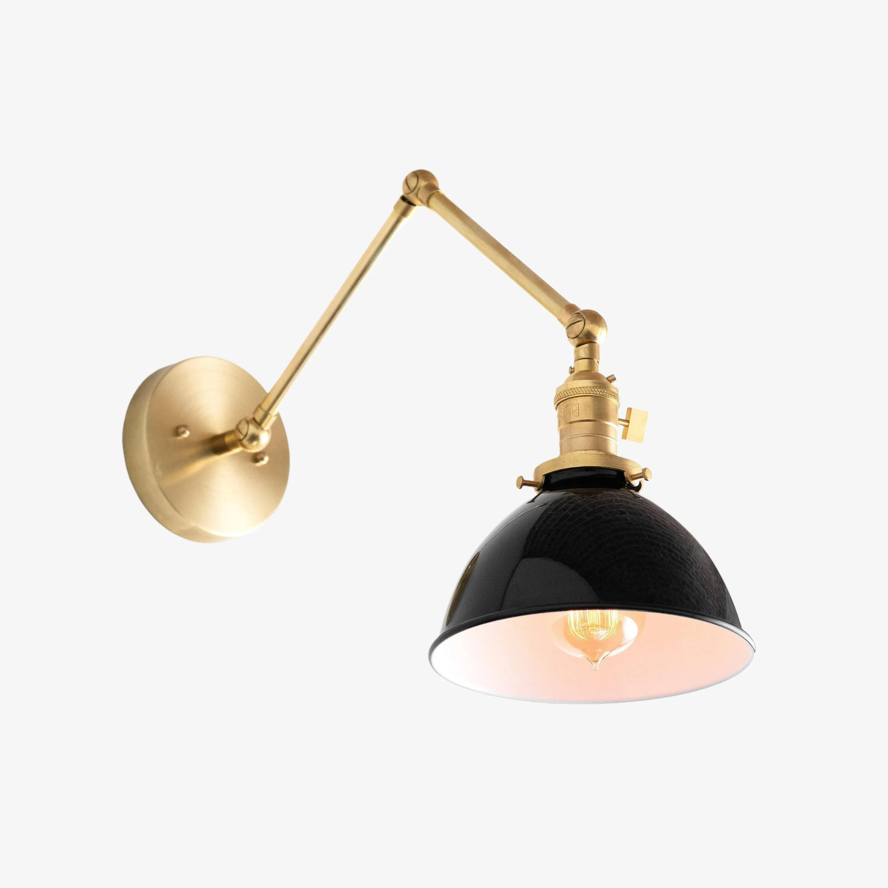 Conique Metal Vintage Industrial Swing Arm Wall Lamp - Adjustable Dome Shade for Study KL1440