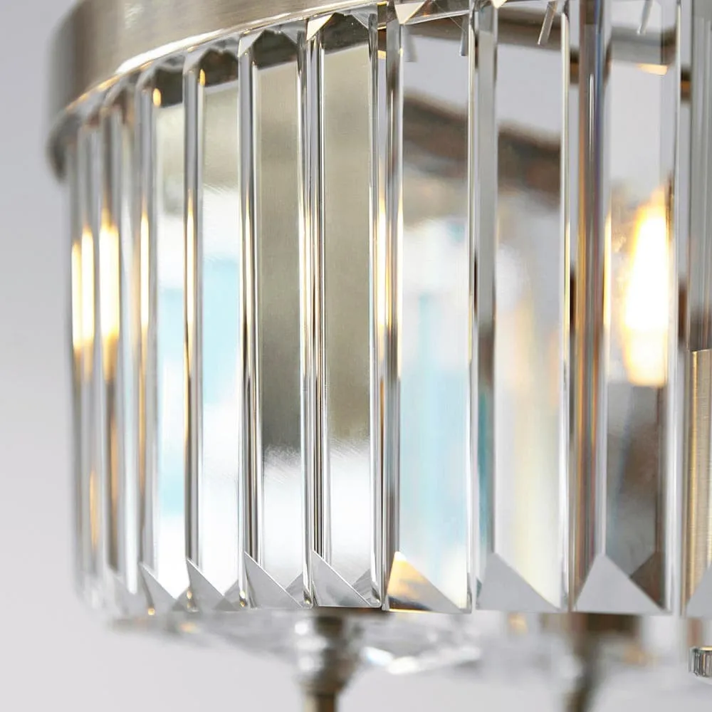 Beveline 3 Light Round Semi Flush - Faceted Cut Glass Shade Metal Finish for Hallways and Bedrooms KL1833