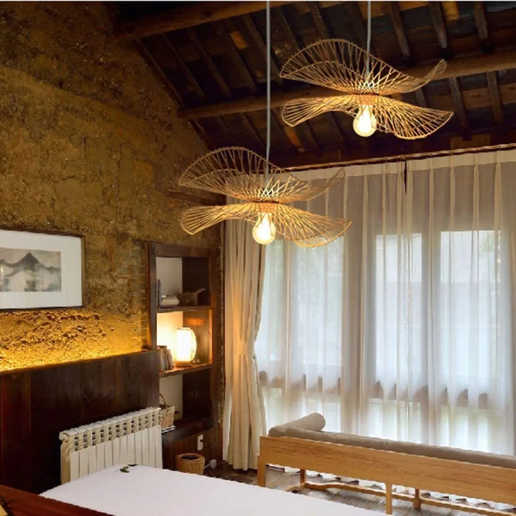 Bamboo Woven Lotus Pendant Light