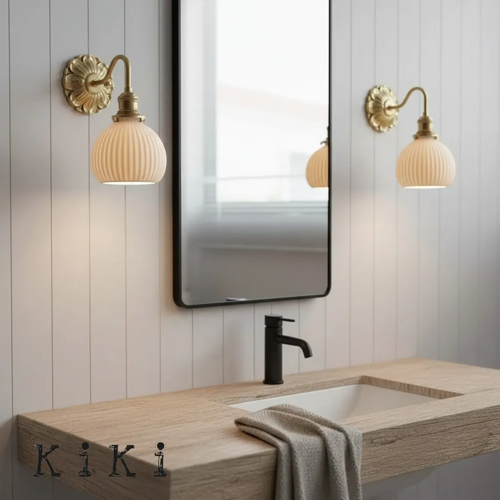 Elegant Ceramic Brass Wall Lamp – Vintage Ceramic Sconce with Brass Accents  KL1538