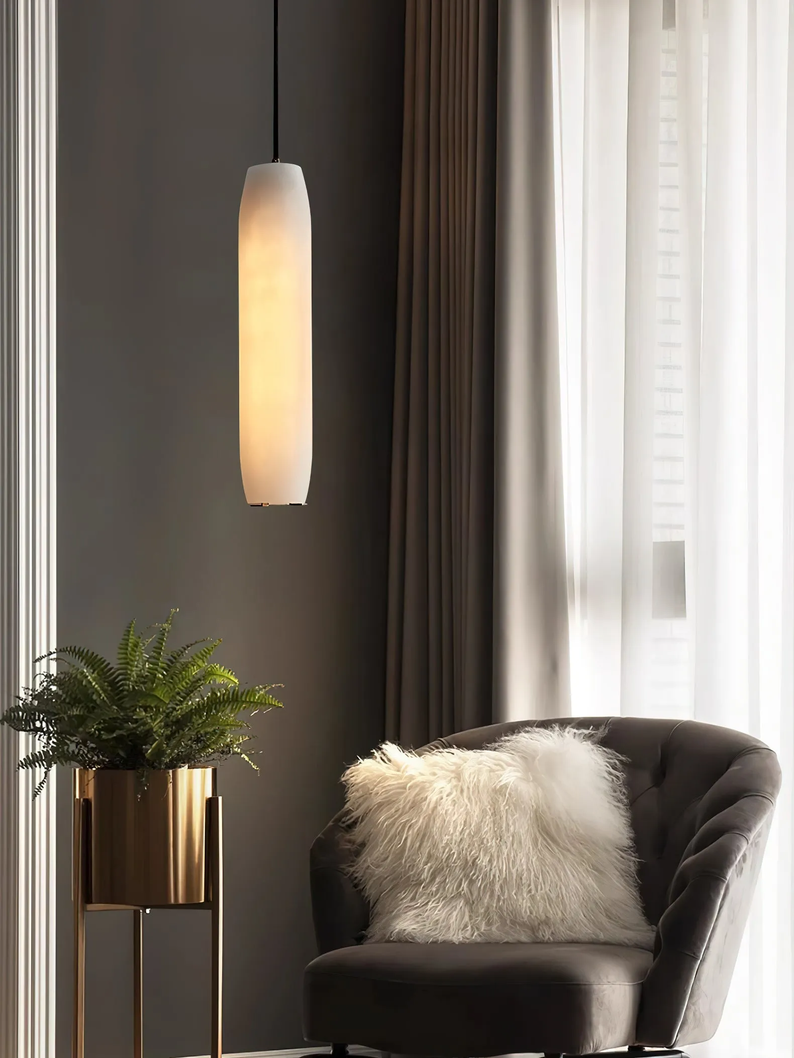Alabaster Flute Pendant Light D436