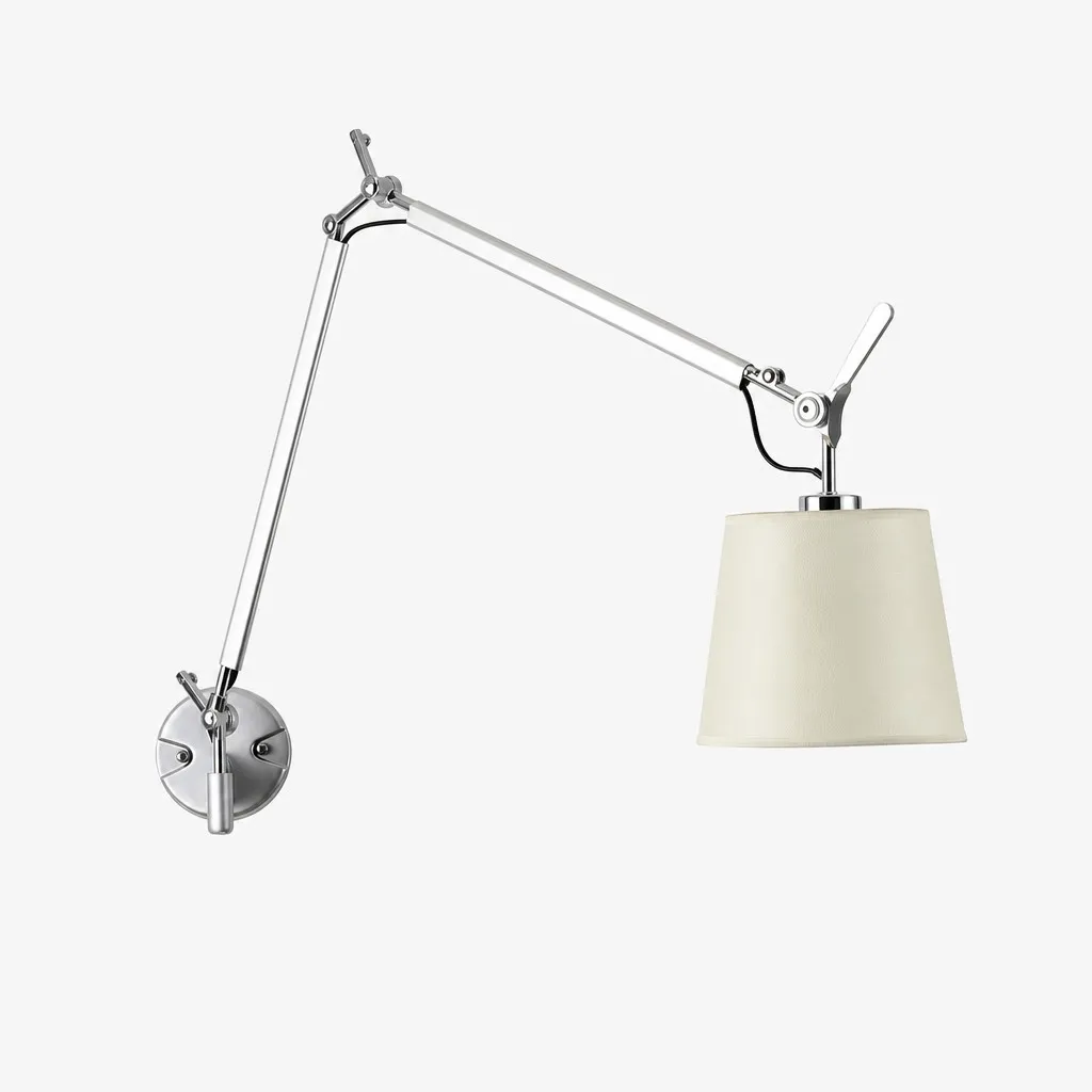 Lunavera Modern Capiz Shell or Fabric Shade Adjustable Arm Wall Lamp for Bedroom A20