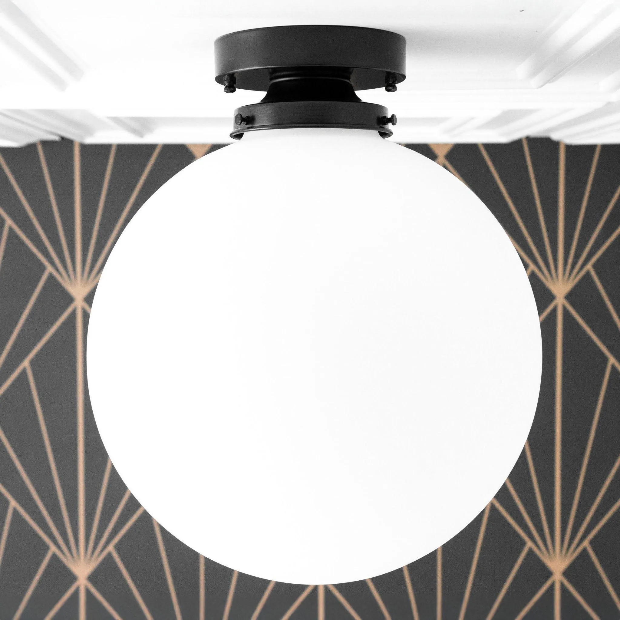 Glorica Glass 12 Inch Globe Ceiling Light - Frosted Glass Art Deco Pendant And Flush Mount KL1486