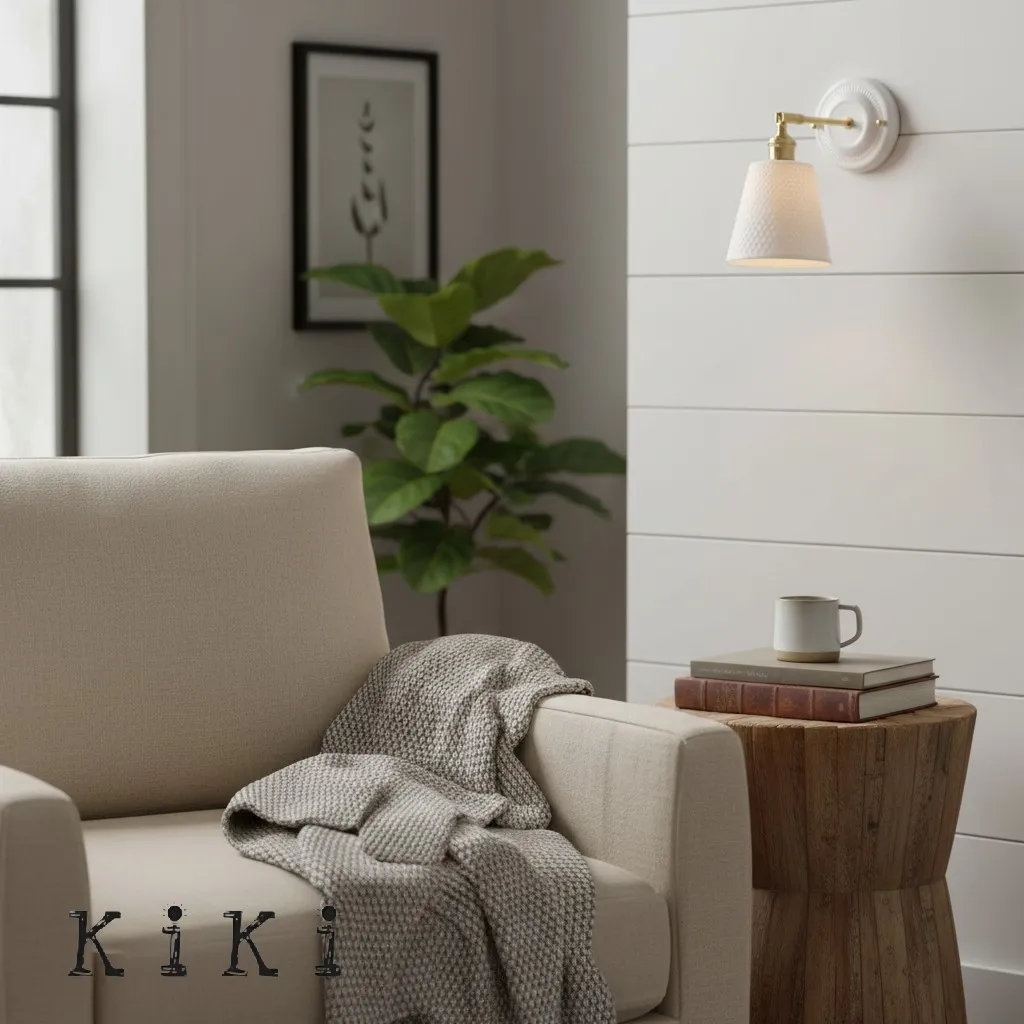 Elegant Ceramic & Brass Wall Light – Vintage Japanese-Style 1-Light Sconce KL1249