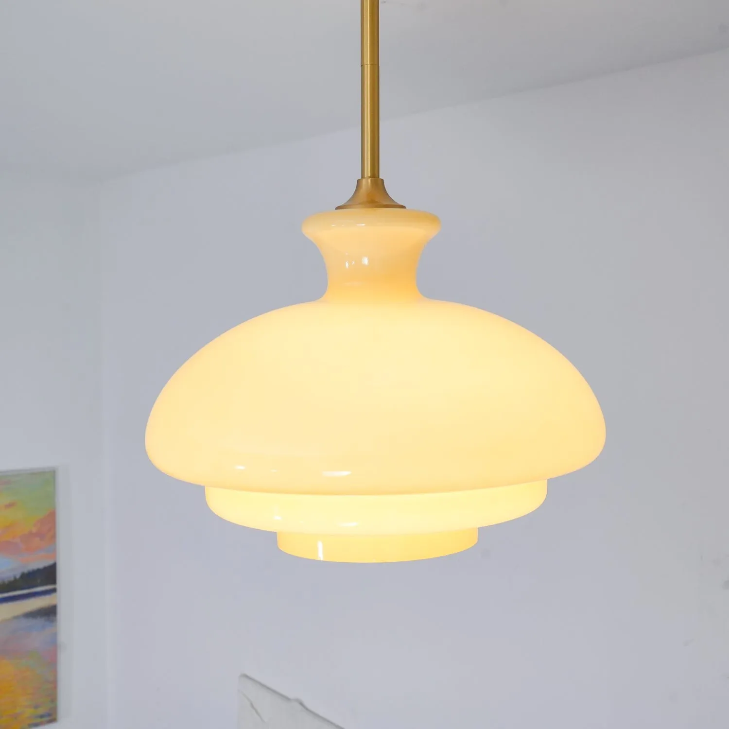 Round Yellow Stylish Simple Glass Pendant Lamp KL558