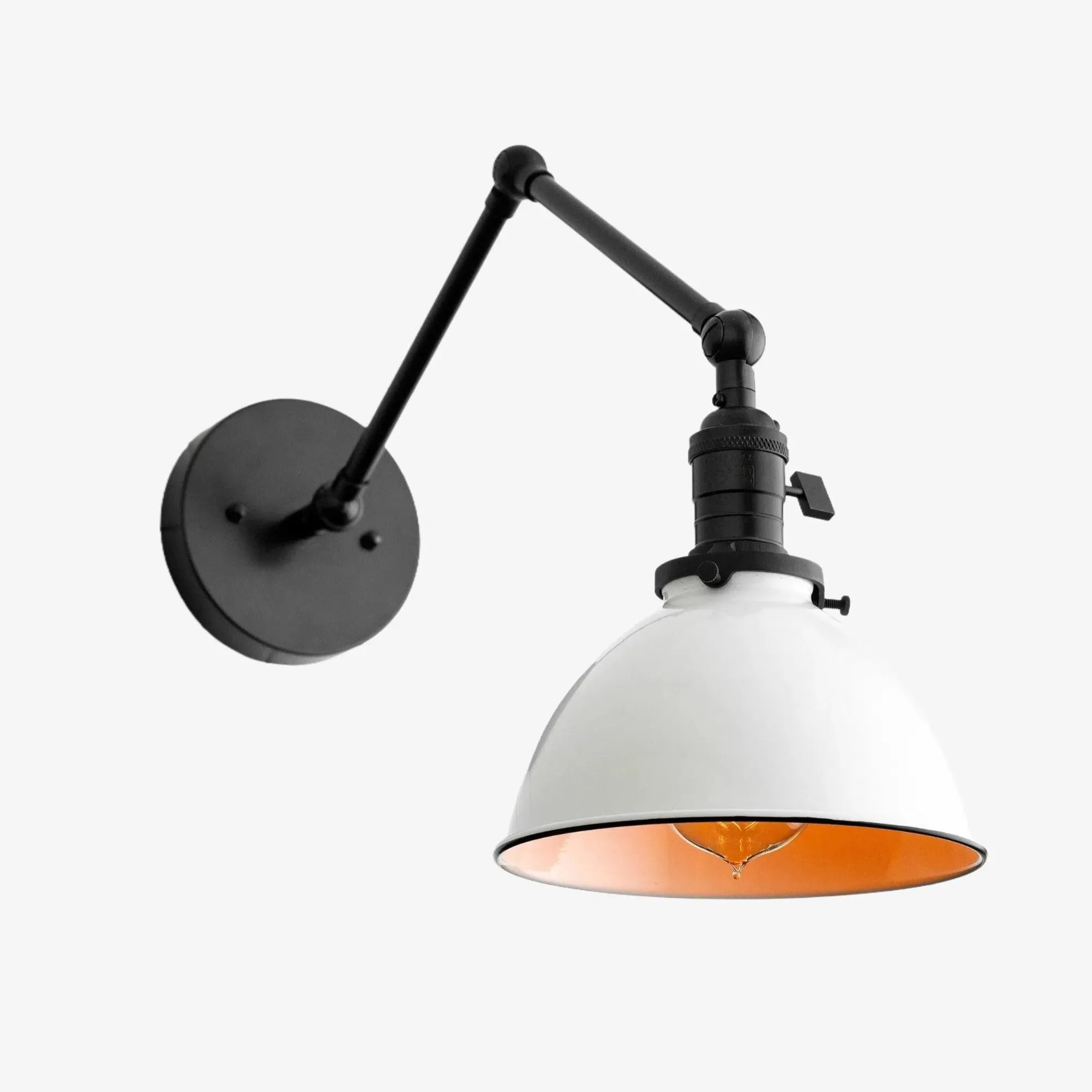 Conique Metal Vintage Industrial Swing Arm Wall Lamp - Adjustable Dome Shade for Study KL1440