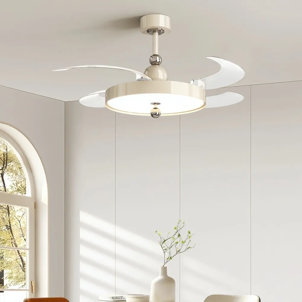 Modern Cream Retractable Blade Ceiling Fan Light KL945