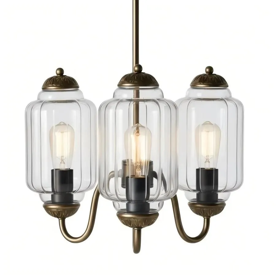 Vintage Eloise Glass 3 Lights Chandelier For Living Room KL928
