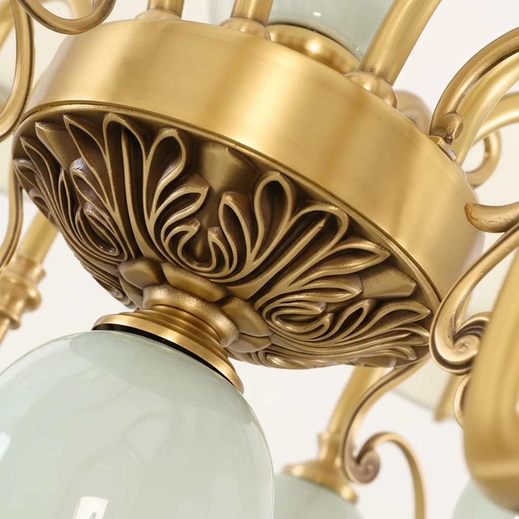 Altoris Branch Chandelier with Fabric Shades - Brass Ceramic Chandelier for Living Room KL2290