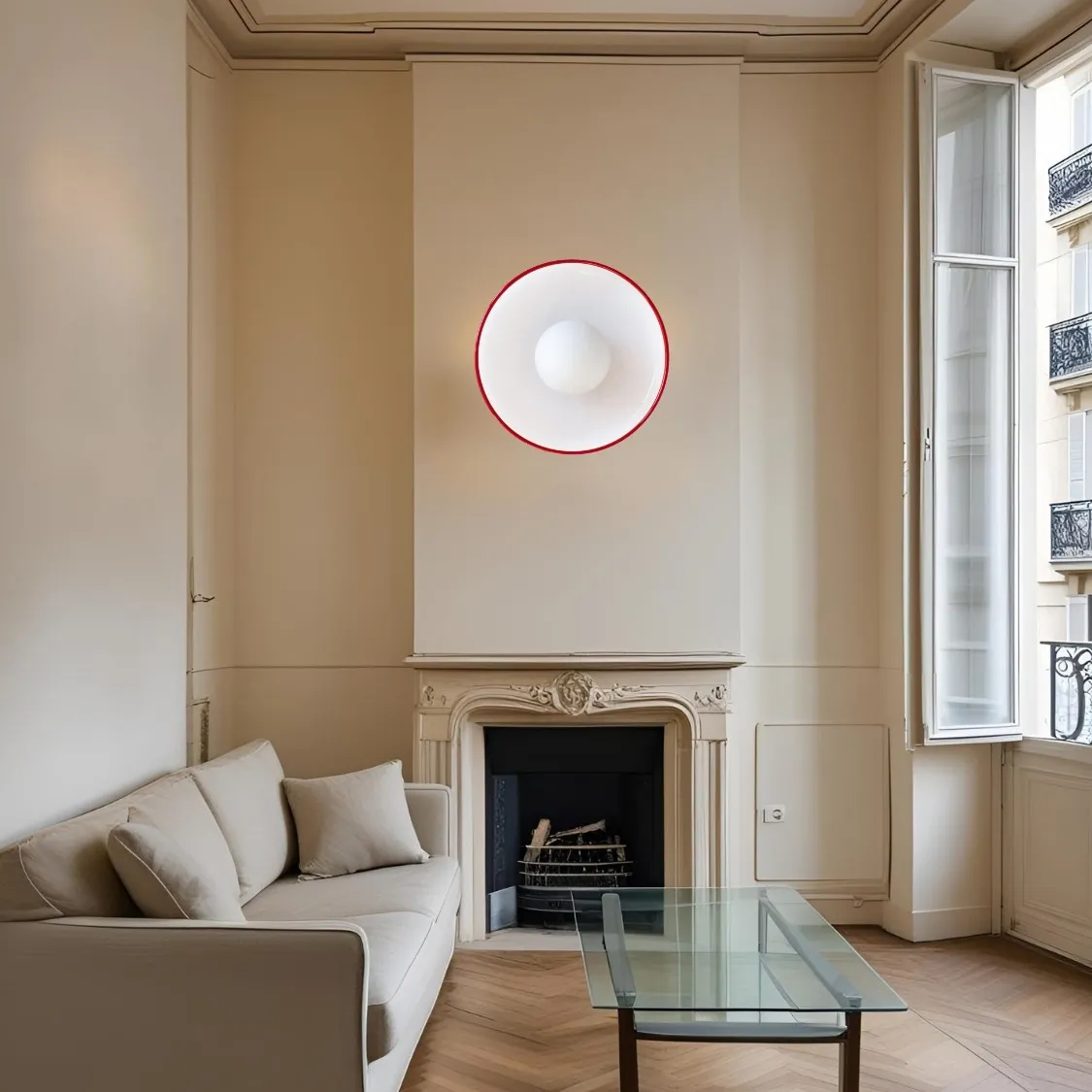 Kalo Round Glass Metal Base Wall Light Ceiling Light- Disc Orb Wall Sconce for Modern Interior KL922
