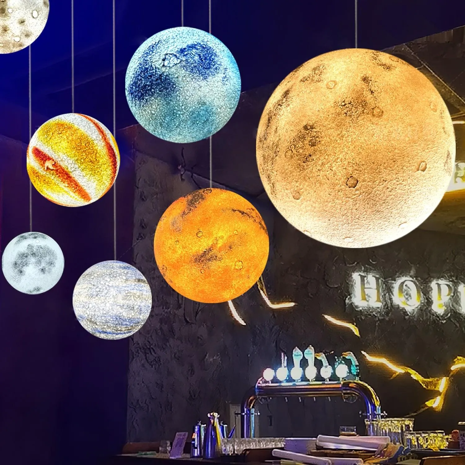 Planetary White Moon Chandelier Suitable For Living Room KL202