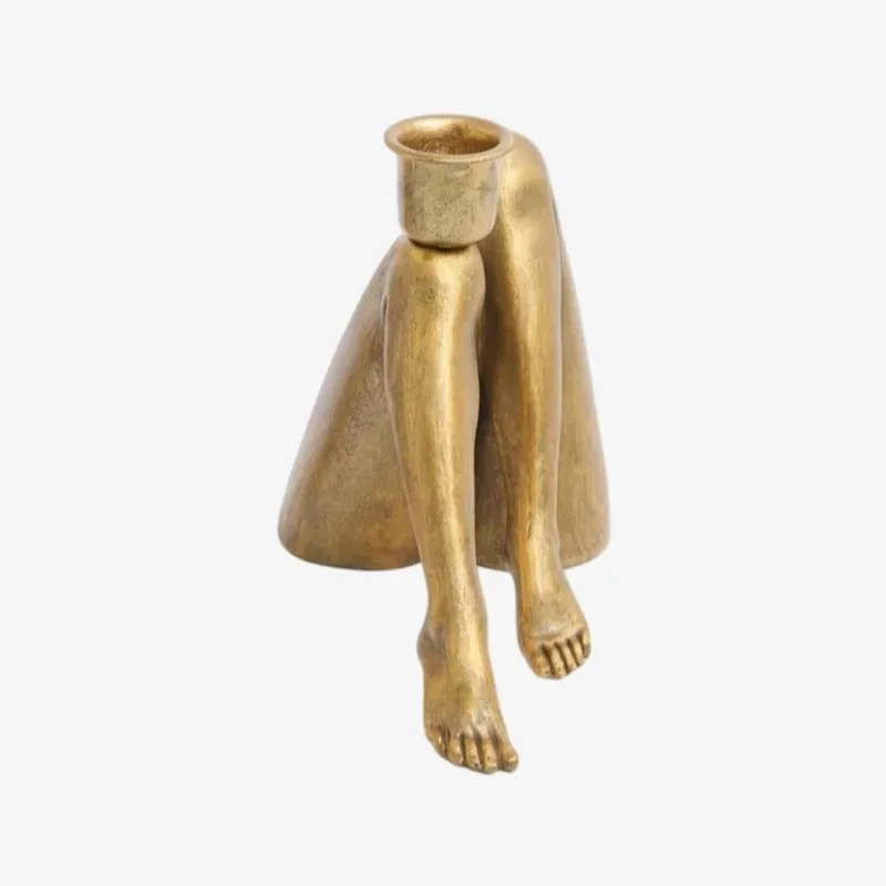 Kickra Sculptural Leg Base Candle Holder - Modern Artistic Design Table Or Living Room Decor KL2204