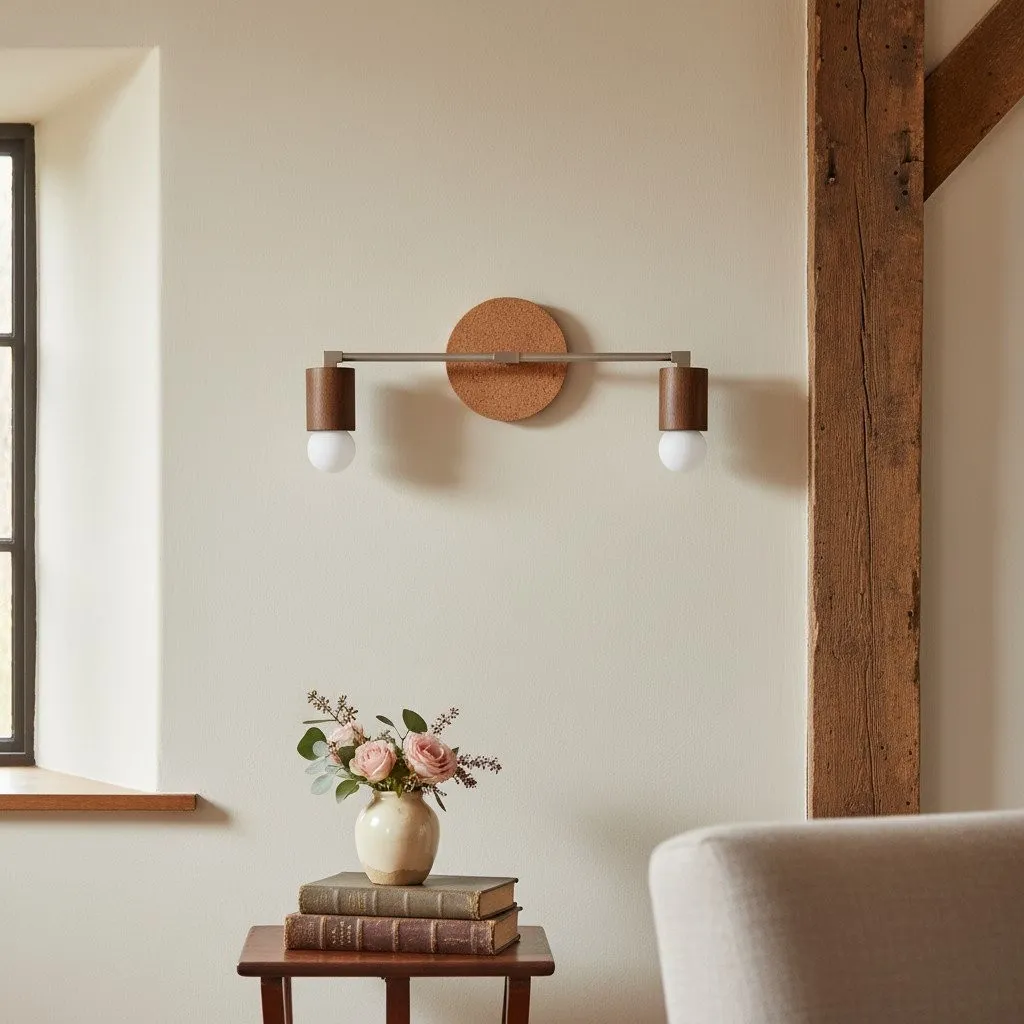 Mobilux Line Wood and Vanity Light - Bohemian Bathroom Lighting Fixture KL1469