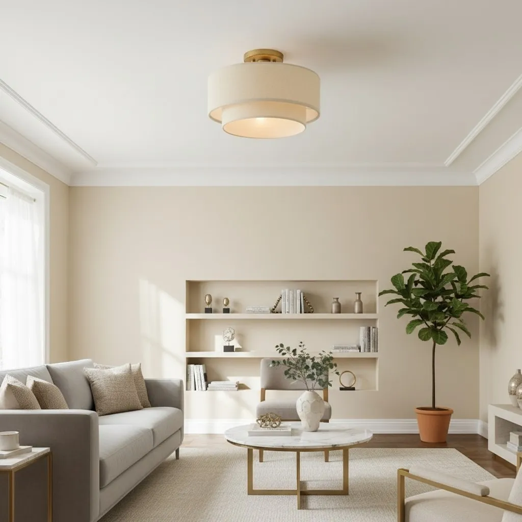Lumeris Fabric Layered Drum Ceiling Lamp - Modern Indoor Lighting for Home Spaces KL2353